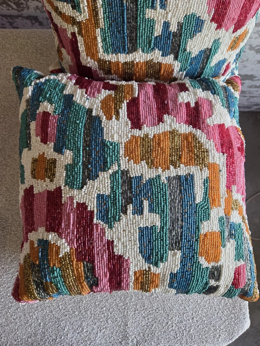 Artistic Accents Beaded Throw Pillows Set of 2 16x16